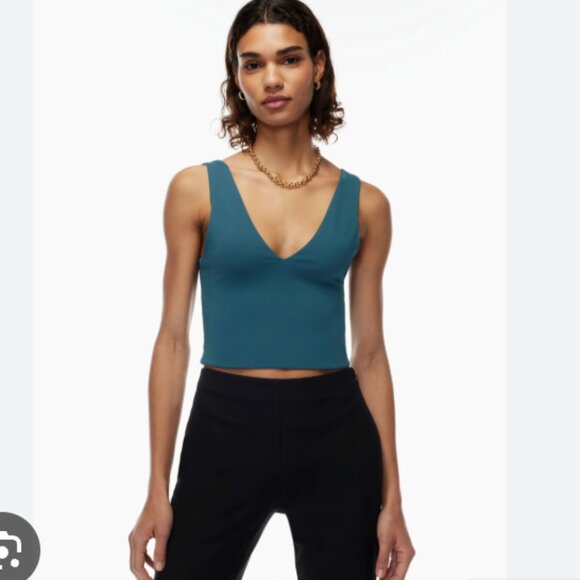 Babaton x Aritzia Contour V Neck Tank Top Blue Size Large - Picture 1 of 7
